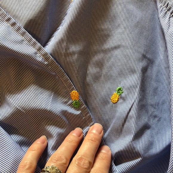 Cute pineapple striped blue tank size S - Picture 2 of 4